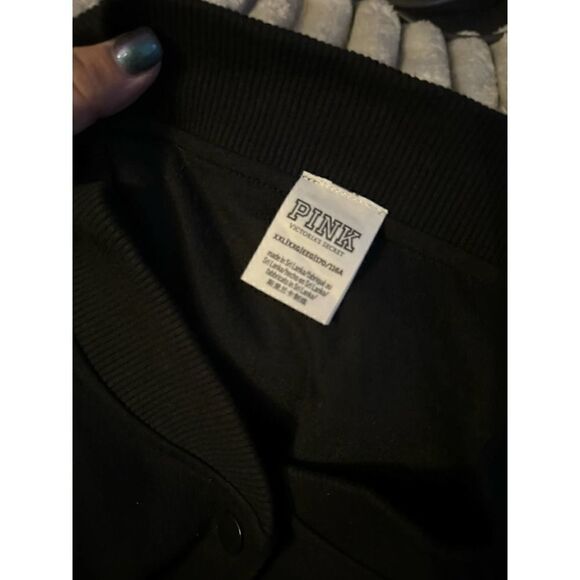 VS PINk fleece french terry snap front varsity Jacket/coat xxl - Picture 9 of 9